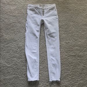 Free People White Skinny Jeans Buttonfly